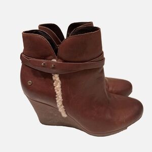 UGG Brown Leather Wedge Boots
